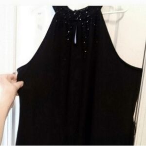 Lane Bryant Black Women's Sleeveless Top High Neckline Bead Detail 26/28 Dressy